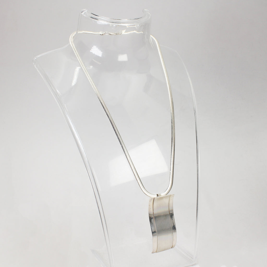 Sterling Silver Retro Herringbone Necklace - 16"