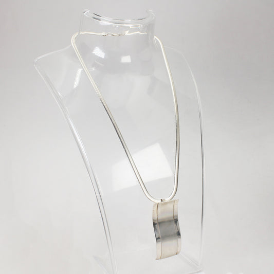 Sterling Silver Retro Herringbone Necklace - 16"