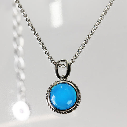 Sterling Silver Simple Blue Charm Necklace - 20"
