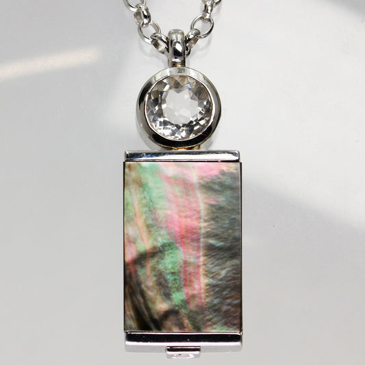 Sterling Silver Retro Geometric Necklace - 18"