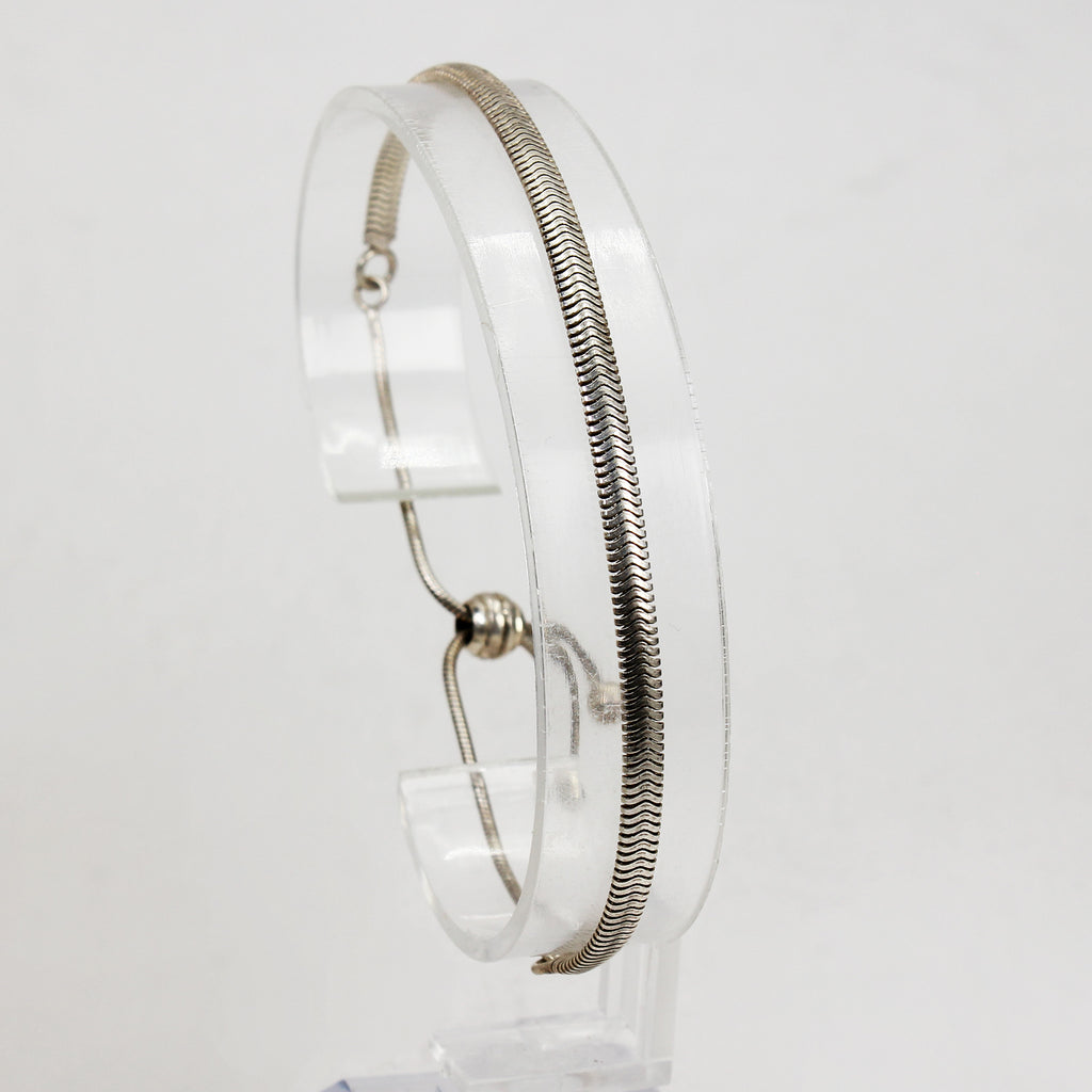 Sterling Silver Herringbone Adjustable Bracelet
