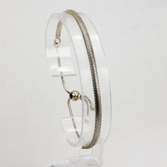 Sterling Silver Herringbone Adjustable Bracelet