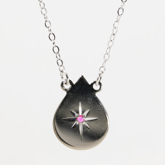 Sterling Silver with Ruby Necklace - 16"