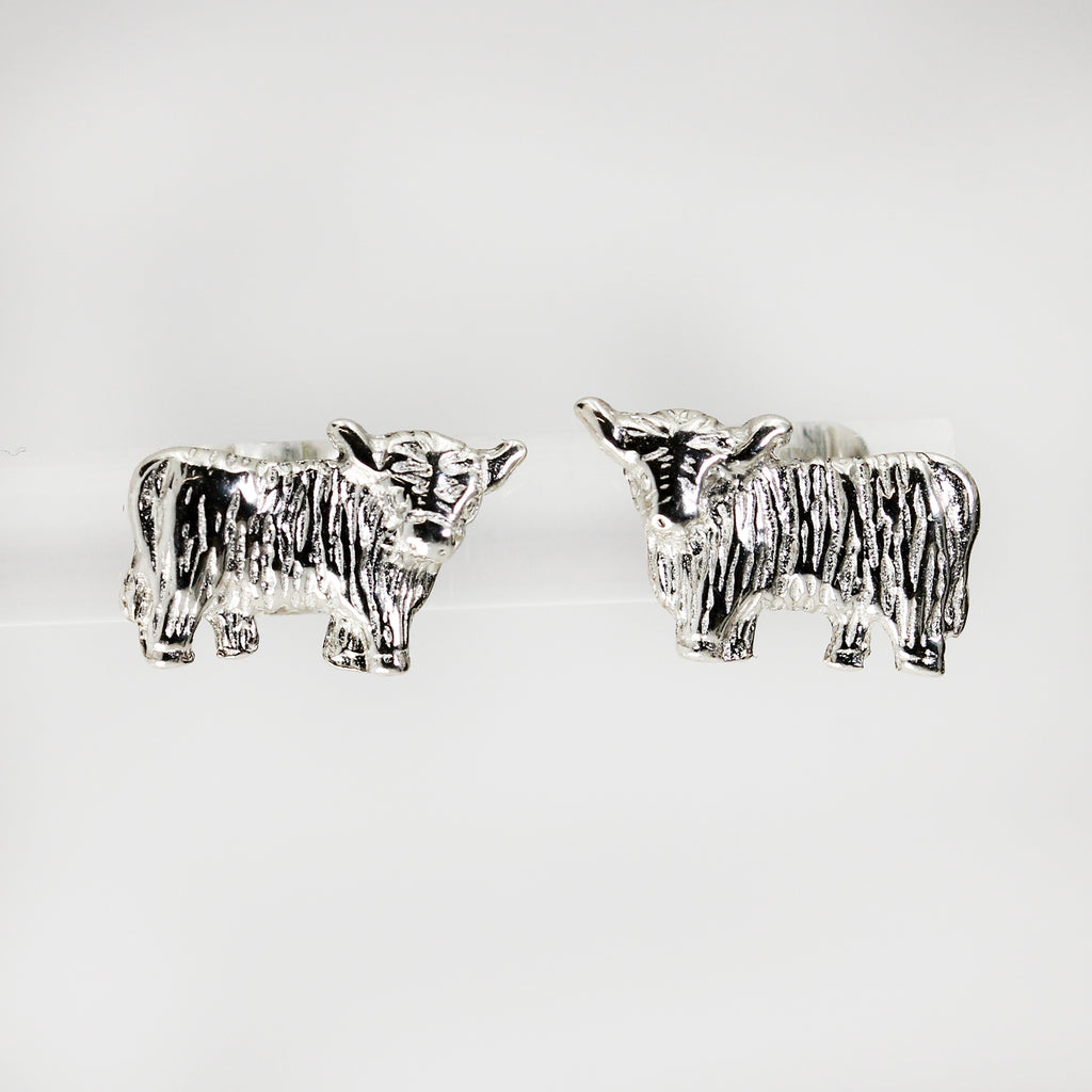 Sterling Silver Highland Cow Stud Earrings