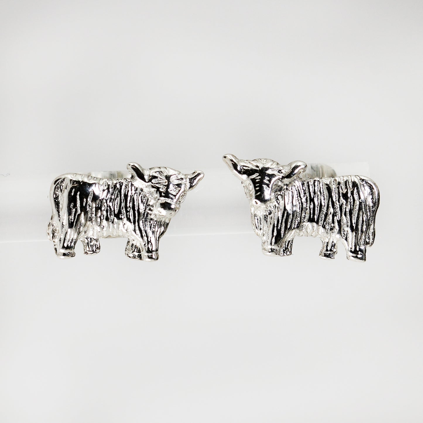 Sterling Silver Highland Cow Stud Earrings