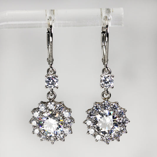Sterling Silver Clear Stone Drop Earrings