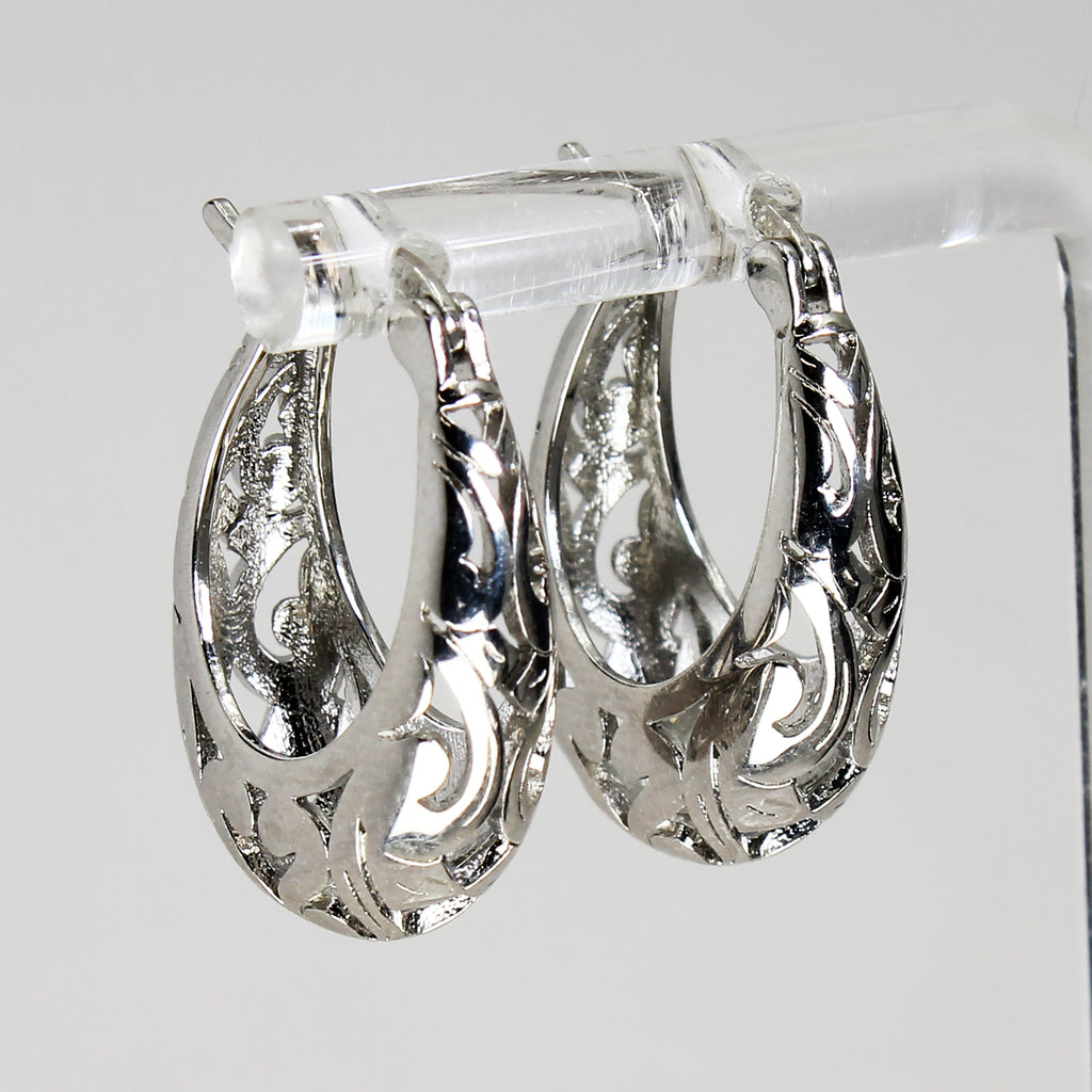 Sterling Silver Openwork Hoop Earrings
