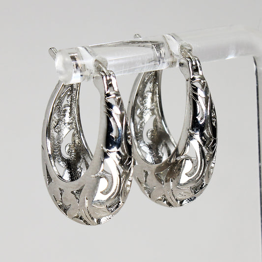 Sterling Silver Openwork Hoop Earrings