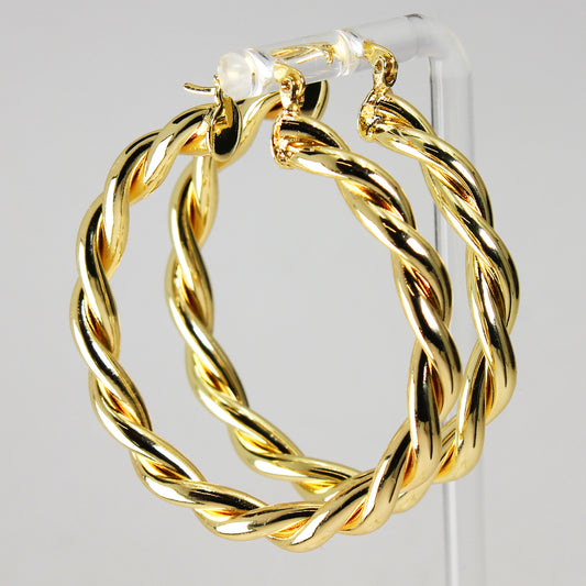 Sterling Silver Gold-Plated Twist Hoop Earrings