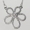 Sterling Silver Clear Stone Flower Necklace - 18"