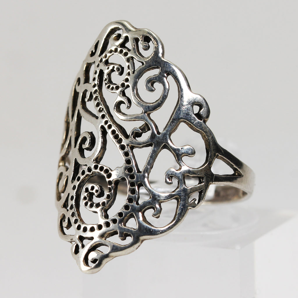 Sterling Silver Openwork Ring - Size 10 1/2