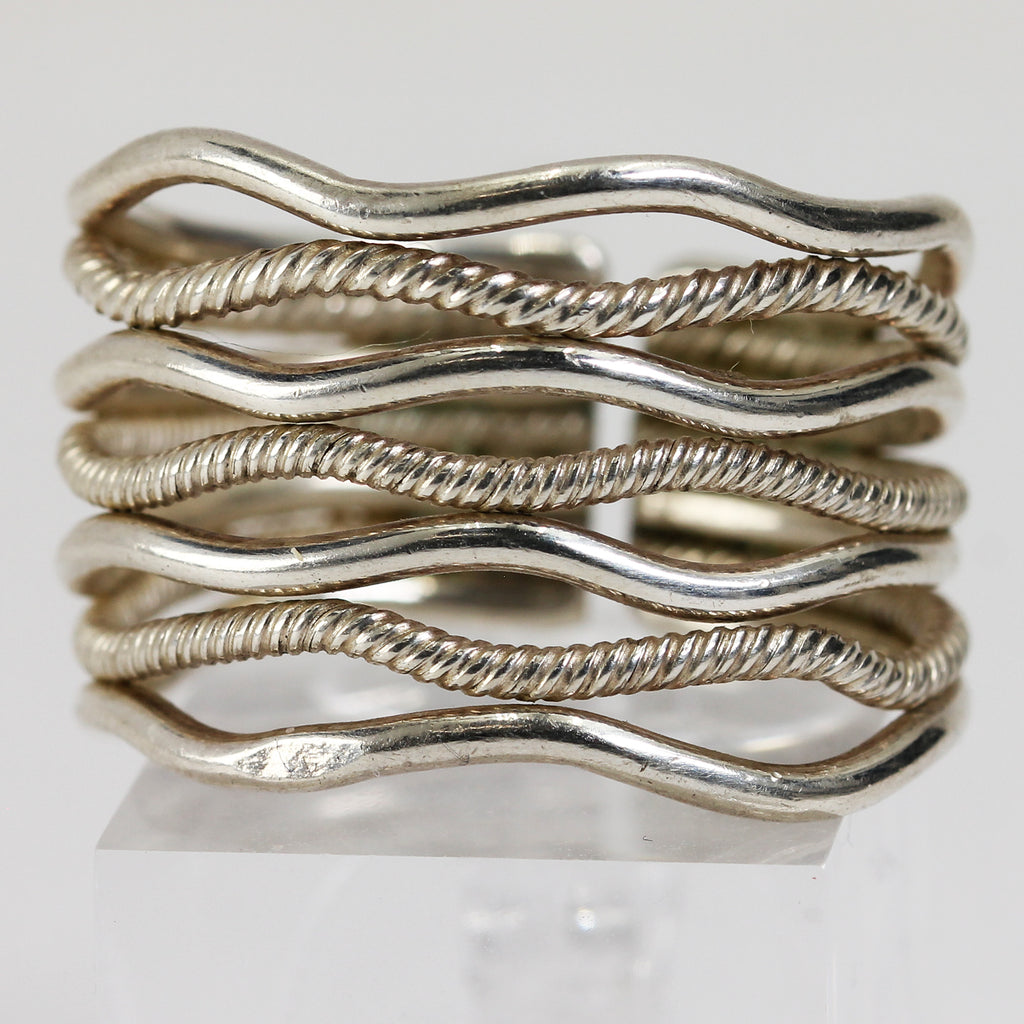 Sterling Silver Wire Wave Adjustable Ring