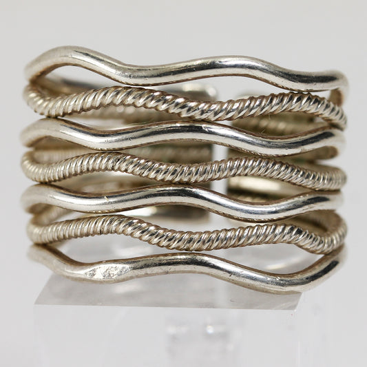 Sterling Silver Wire Wave Adjustable Ring