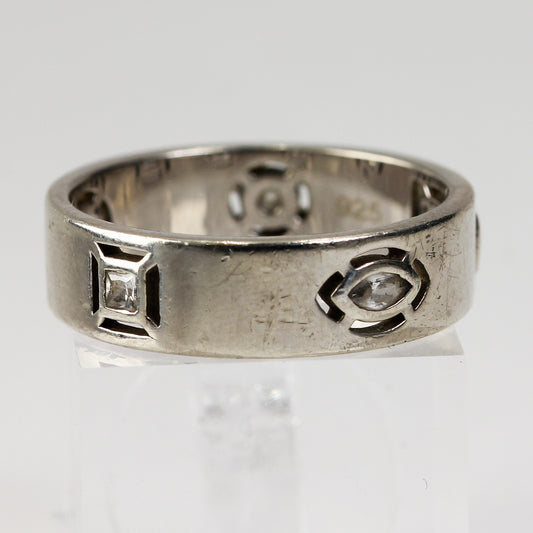 Sterling Silver 'Diamond-Cut' Ring - Size 8 1/2