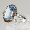 Sterling Silver Blue Art Deco Ring - Size 7