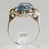 Sterling Silver Blue Art Deco Ring - Size 7