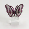 Sterling Silver Pink & Clear Crystal Pave Butterfly Ring - Size 6 1/2