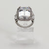 Sterling Silver Emerald-Cut Halo Ring - Size 5 1/2