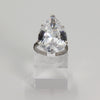 Sterling Silver Clear Stone Pear-Cut Solitaire Ring - Size 5 1/2