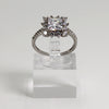 Sterling Silver Clear Stone Princess-Cut Style Statement Ring - Size 7 1/2