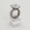 Sterling Silver Clear Stone Emerald & Baguette Cut Statement Ring - Size 5 1/2