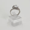 Sterling Silver Oval Clear Stone 'Starlight Swirl' Ring w Accent Stones - Size 6