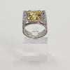 Sterling Silver Yellow & Clear Stone Art Deco Inspired Statement Ring - Size 8