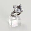 Sterling Silver 'Royal Radiance' w Clear Emerald-Cut Stone Statement Ring - Size 5