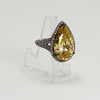 Sterling Silver Pear-Cut Yellow & Clear Stone Halo Ring - Size 6