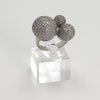 Sterling Silver Triple Pave Sphere Cocktail Ring - Size 6