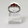 Sterling Silver Triple Oval Orange Gemstone Ring - Size 7