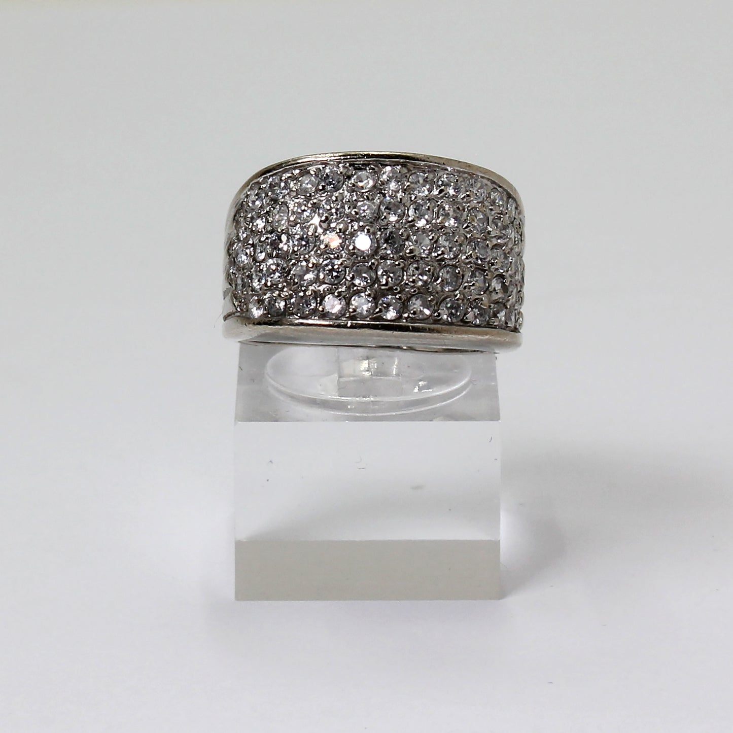 Sterling Silver Vintage Stone Pressed Band Ring - Size 8