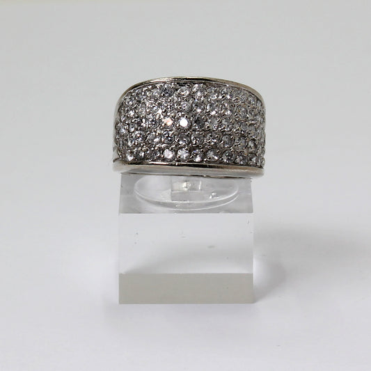 Sterling Silver Vintage Stone Pressed Band Ring - Size 8