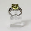 Sterling Silver Yellow Cushion Stone Ring w 'Split' Band Design - Size 9