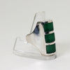Sterling Silver 3-Segment Green Retro Statement Ring - Size 8.5
