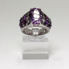 Sterling Silver Purple Gemstone Ring w Purple Floral Band - Size 7