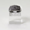 Sterling Silver Triple Row Elevated Gemstone Ring - Size 7
