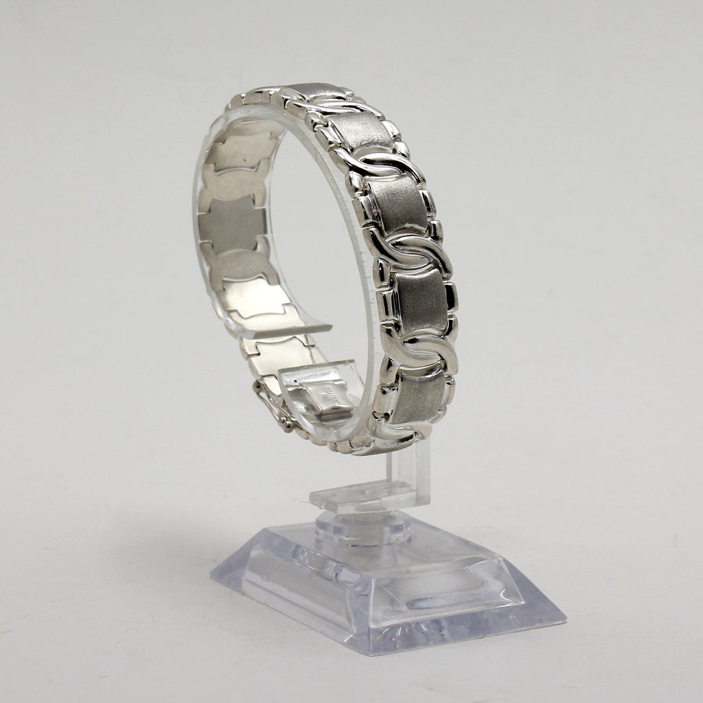 Sterling Silver Woven Bracelet with Frosted Accents - 7.5"