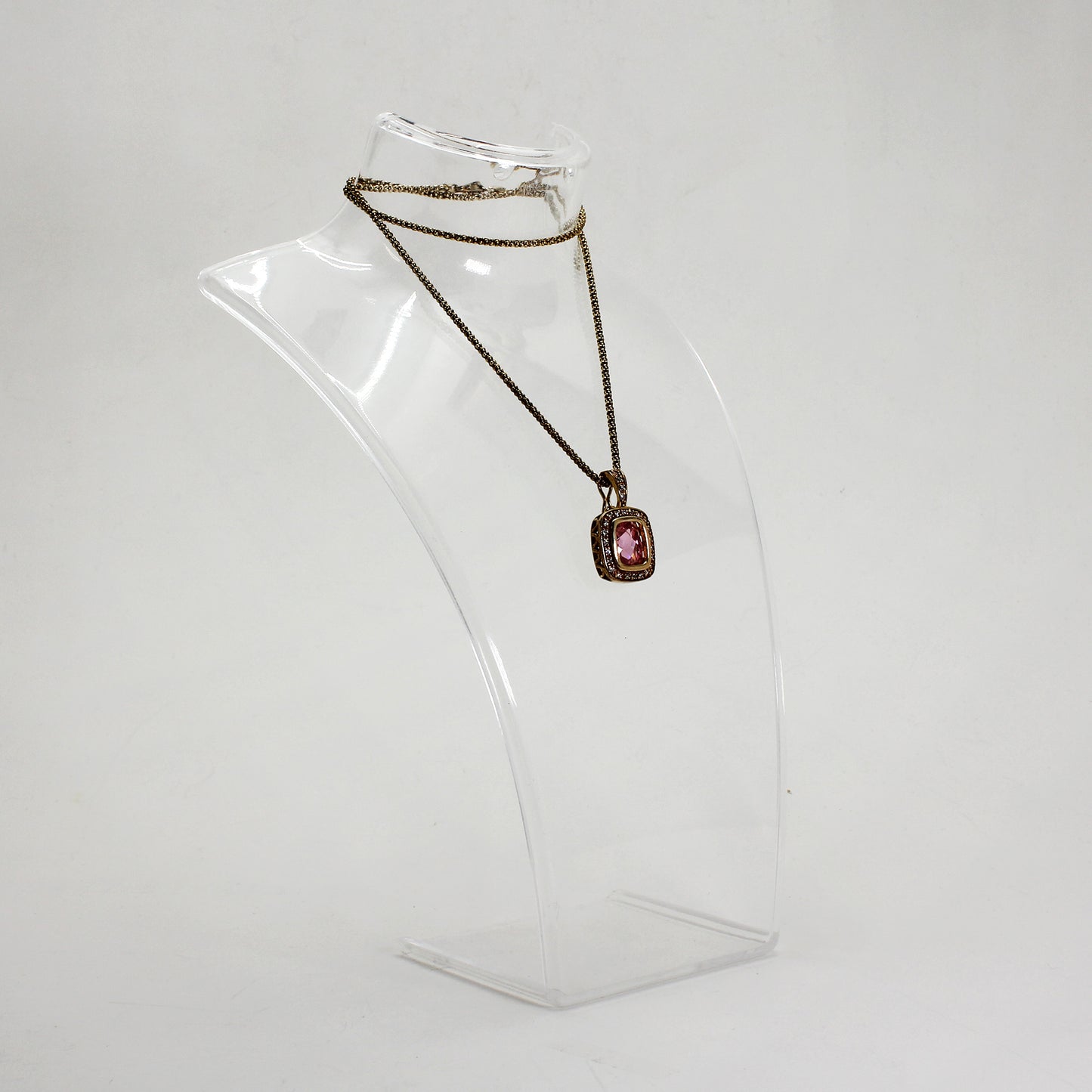 Sterling Silver Gold-Plated Pink Cushion Gemstone Necklace - 17.5"
