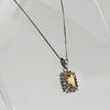Sterling Silver Yellow Baguette-Style Necklace with Clear Gemstone Accents  - 18"