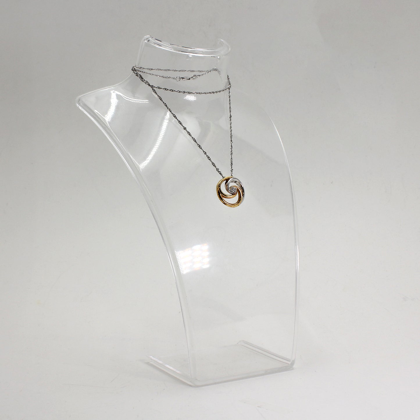 Sterling Silver Necklace w Gold-Plated Tri-Swirl Pendant with Inscription - 18"