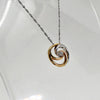 Sterling Silver Necklace w Gold-Plated Tri-Swirl Pendant with Inscription - 18"