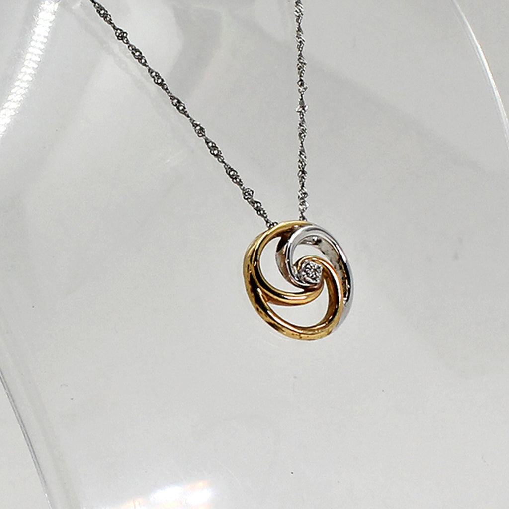Sterling Silver Necklace w Gold-Plated Tri-Swirl Pendant with Inscription - 18"