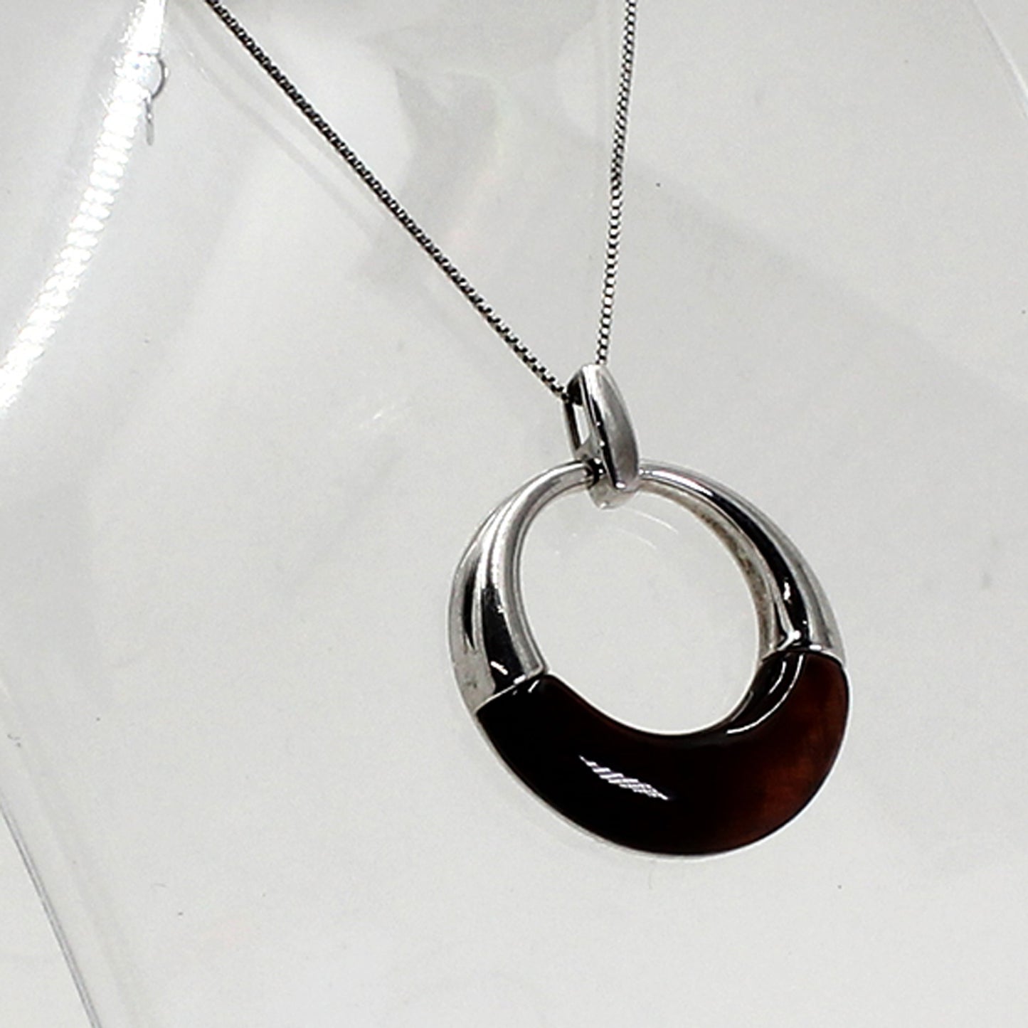 Sterling Silver Wooden Statement Necklace - 18"