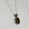 Sterling Silver Yellow Oval & Clear Gemstone Necklace - 19.5"