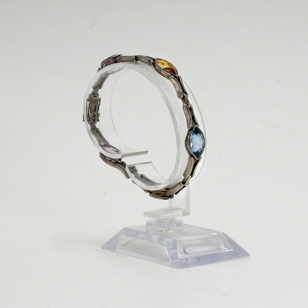 Sterling Silver Multi-Coloured Gemstone Bracelet