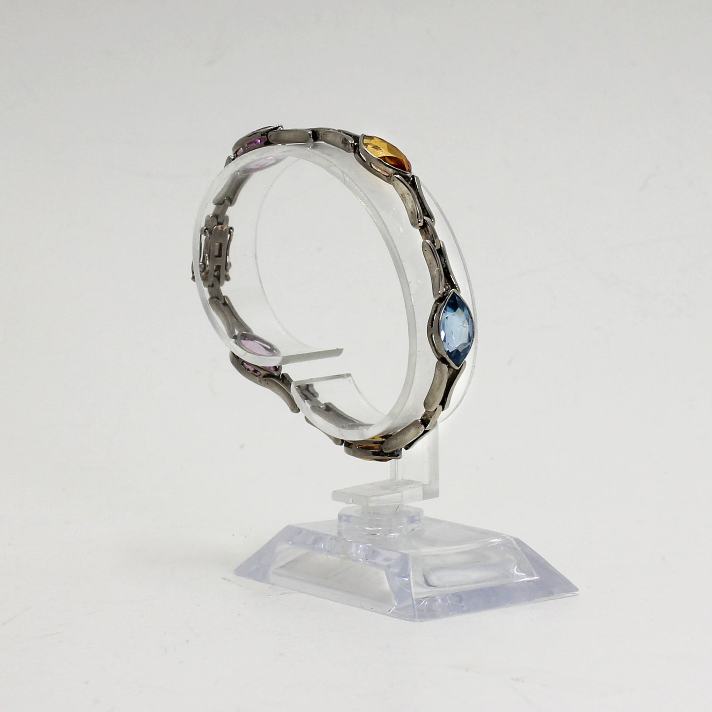 Sterling Silver Multi-Coloured Gemstone Bracelet