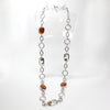 Silver Tone "Fifth Avenue Collection- Boom Boom Boom" Amber Accent Necklace - 31"