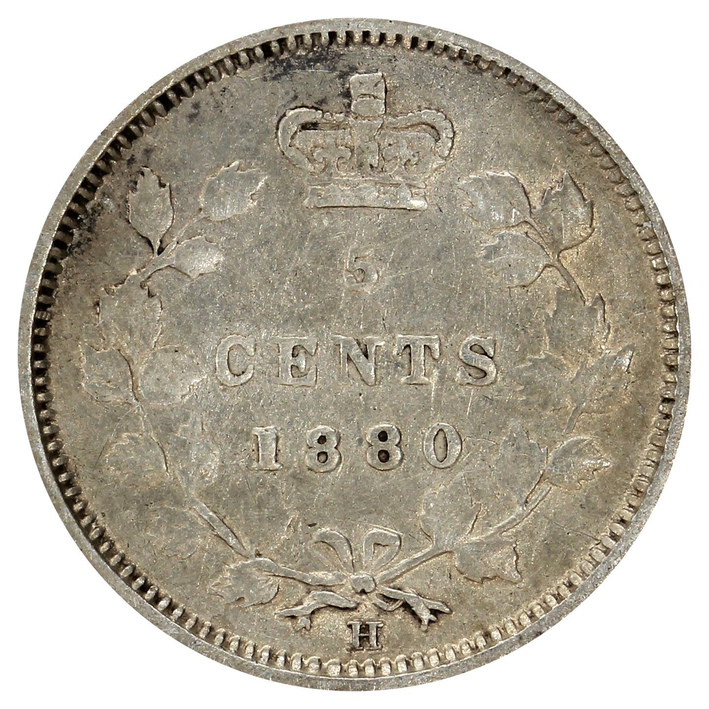 1880H Obv. 3 Canada 5-cents VG-F (VG10) (Scratched)
