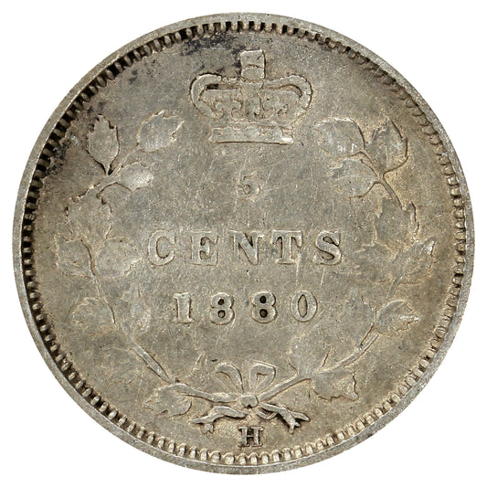 1880H Obv. 3 Canada 5-cents VG-F (VG10) (Scratched)